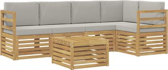 vidaXL Conjunto De Sof&aacute;s De Exterior 6 Uds. Blanco Y Gris Claro Vidaxl