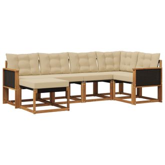 vidaXL Conjunto De Sof&aacute;s De Exterior Con Coj&iacute;n 6 Pcs Natural Y Beige Vidaxl