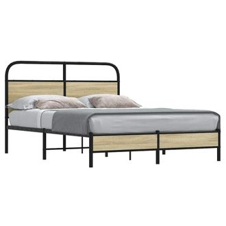 Berkfield Home Bed Frame without Mattress 135x190 cm Double Sonoma Oak Engineered Wood in Brown