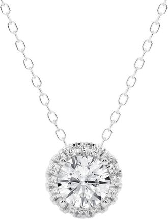 Badgley Mischka Lab Created Diamond Halo Necklace - 1.75ctw in 0.33 Ctw White Gold at Nordstrom Rack, Size 16