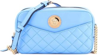 Versace Medusa Icon Front Slip Pocket Camera Bag Quilted Leather Medium crossbody bag - Blu