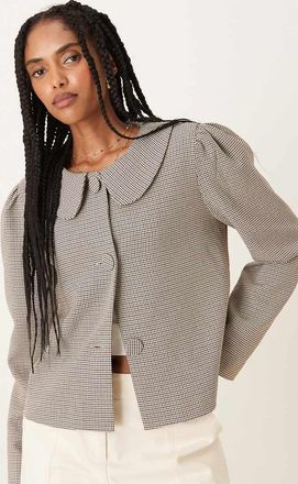 Glamorous Soprabito stile grembiule corto marrone pied de poule-Multicolore