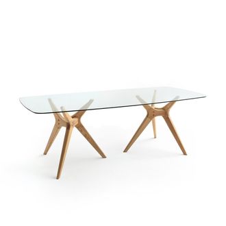 AM.PM Rechthoekige tafel van glas en eikenhout, Maricielo