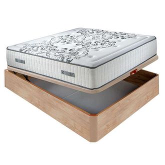 Colchones Aznar Colch&oacute;n Muelles Ensacados Queen 28 Cm Acogida Gradual + Canap&eacute; Abatible Madera 3d Transpirable Altura 34 Cm 150x200 Cm - Roble