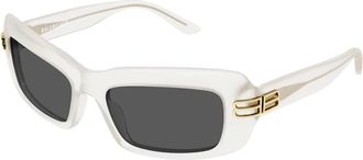 Balenciaga Accessoires, Dames, Wit, ONE Size, Smalle Rechthoekige Zonnebril