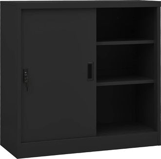 vidaXL Armario De Oficina Puerta Corredera Acero Antracita 90x40x90cm Vidaxl