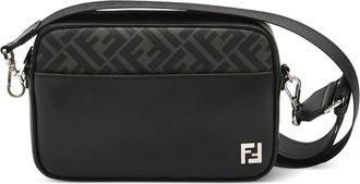 Fendi logo leather messenger bag - Black