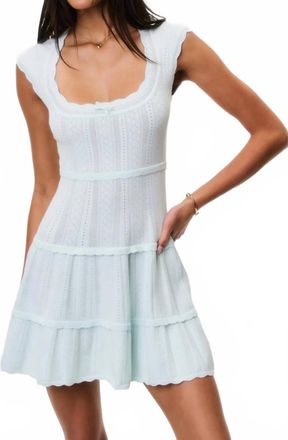 LoveShackFancy Laighton Stretch Pointelle Mini Dress In Dusty Lagoon
