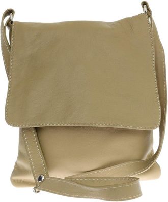 Girly HandBags Womens Genuine Soft Leather Italian Cross Body Messenger Bag Vera Plelle Shoulder Bag Flap Zipper - Taupe