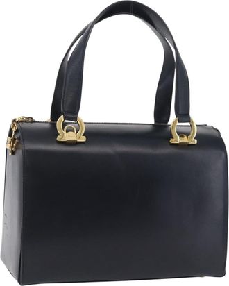 Ferragamo Gancini Leather Navy Leather Handbag (Pre-Owned)