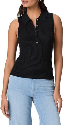 Paige Vesta Rib Sleeveless Polo in Black at Nordstrom, Size Xx-Small