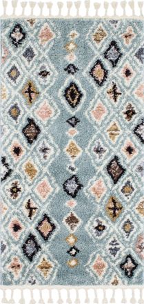 Nazar Rugs Alfombra de pasillo bereber turquesa 80x150 dise&ntilde;o &eacute;tnico