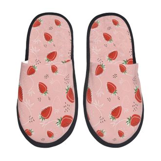 Generic Cotton Slipper Strawberry Print Cosy Home Slippers Fluffy Lightweight Womens Slippers Ladies Indoor L