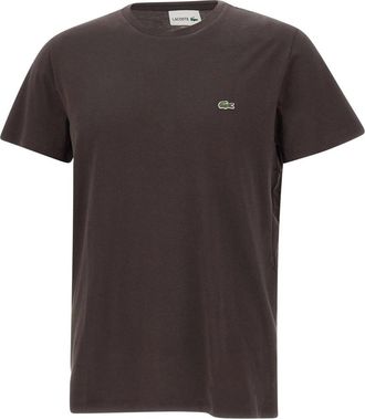 Lacoste Pima Jersey T-shirt met ronde hals - Heren - T-shirts - Bruin - L/Xl - Katoen - Tops