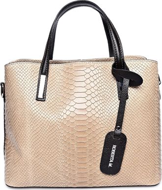 Roberta M Beige Rundleer Tas