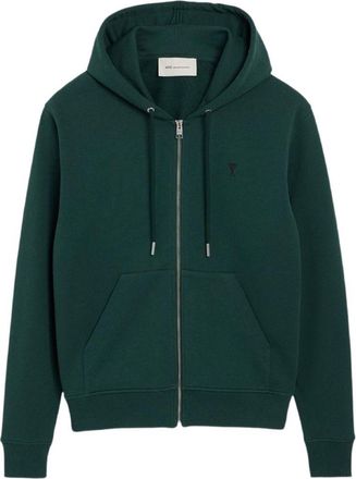 Ami Drawstring Kangaroo Pocket Zip-Up Hoodie Sweater