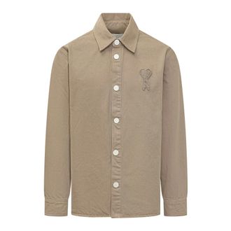 Ami Casual Shirts, male, Beige, Size: M De Coeur Overshirt