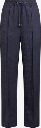 Etro Gerade Wolljacquard-Hose mit Medaillon-Motiv und Tunnelzug
