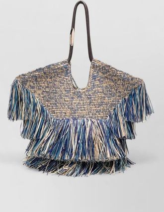 Zimmermann raffia fringed beach bag