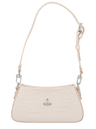 Vivienne Westwood Ivory Crocodile-Embossed Calf Leather Shoulder Bag