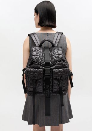 Ganni Black Quilted Re-Tech Backpack