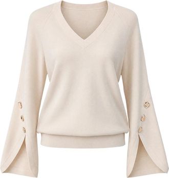 Liu Jo Maglia con scollo a V - - Knitwear - Donna - Beige - L