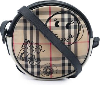 Burberry Pre-owned Burberry House Check Canvas and Calfskin Cartoon Print Round Crossbody Ladies 90I4S1HBQ13AZW8S