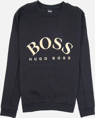 HUGO BOSS Mens Hugo Boss Curved Logo Salbo Sweatshirt 006 Black - Size: 42