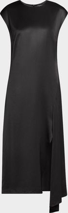 PESERICO Draped Side-Slit Midi Shift Dress