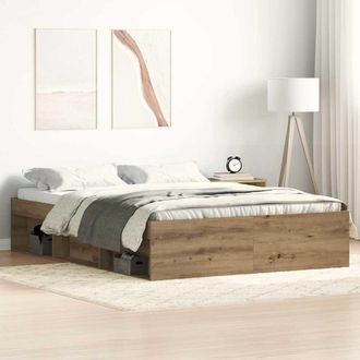 Berkfield Home Bed Frame without Mattress Artisan Oak 135x190 cm Engineered Wood in Brown
