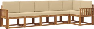 vidaXL Conjunto De Sof&aacute;s De Exterior 6 Uds. Natural Y Beige Vidaxl