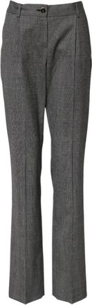 Dolce & Gabbana Grijze Geruite Flare Broek - Dames - Slim Fit Broeken - Grijs - 2XS - Wol - Broeken
