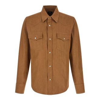 A.P.C. A.p.c., Heren, Overhemden, Bruin, Maat: XL Katoen