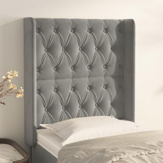 vidaXL Cabecero Con Orejas De Terciopelo Gris Claro 83x16x118/128 Cm Vidaxl