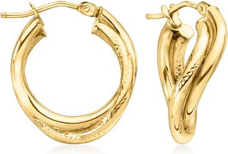 Ross-Simons Italian 14kt Yellow Gold Twisted Double-Hoop Earrings