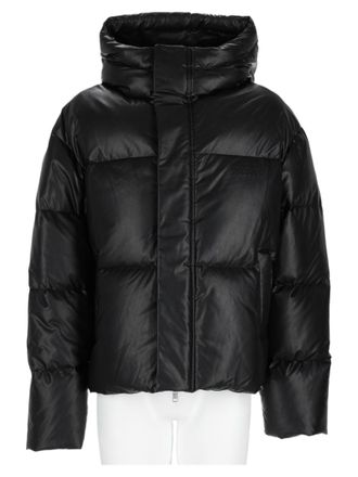 Maison Margiela Cropped Black Puffer Jacket With High Collar And Hood