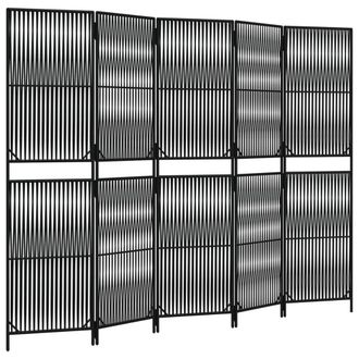 Berkfield Home Room Divider 5 Panels Black Poly Rattan