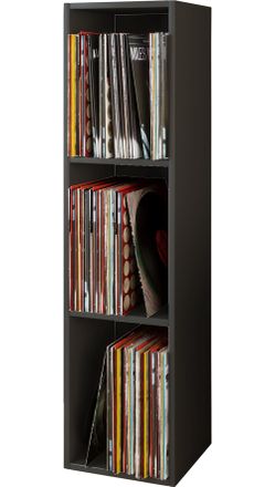 ebuy24 Ebuy24 - Vcm Wood Records Shelf Estante De Soporte Con 3 Compartimentos Para 100 Records Dimensiones: Al. 107 X An. 34 X T. 30 Cm - Platto (negro)