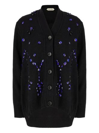 Alberta Ferretti crystal-embellished cardigan - Black