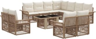 vidaXL Conjunto De Sof&aacute;s De Jard&iacute;n 12 Uds. Beige Y Blanco Crema Vidaxl