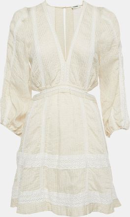 Sandro Cream Seersucker Alaya Cutout Mini Dress