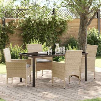 vidaXL Vidaxl - Conjunto De Comedor De Jard&iacute;n Con Coj&iacute;n 5 Pcs Beige Polirat&aacute;n