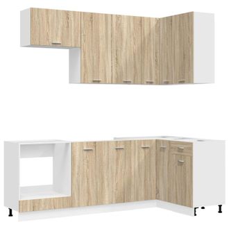 vidaXL Unidad De Cocina Lyon 8 Uds. Roble Sonoma Madera De Ingenier&iacute;a Vidaxl