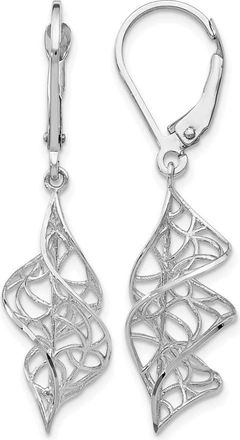 Diamond2Deal 14K White Gold Textured Fancy Drop Dangle Earrings