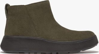 FitFlop Fitflop F-MODE SUEDE FLATFORM Womens Ankle Boots Deep Olive - Green - Size UK 3