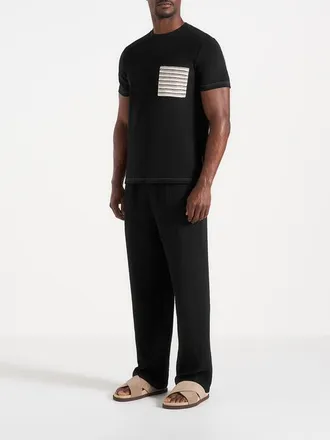 Mani&egrave;re De Voir Joris Whipstitch Pocket Detail T Shirt in Black at Nordstrom, Size X-Large