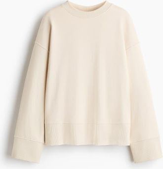 H&M Oversized Cotton Sweatshirt in Light Beige at Nordstrom, Size X-Large