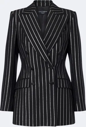 Dolce & Gabbana Striped double-breasted wool-blend blazer