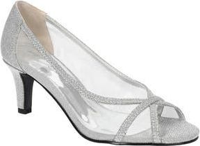 Easy Street Picaboo Peep Toe Pump in Silver Glitter at Nordstrom Rack, Size 5.5