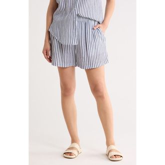 Caslon Cotton Gauze Shorts in Navy Still Brianne Stripe at Nordstrom Rack, Size X-Large
